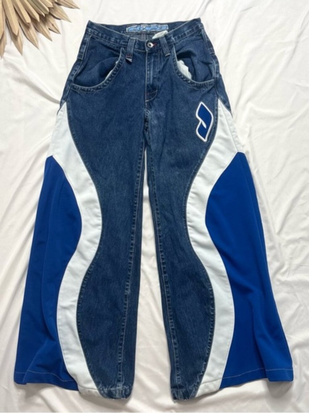 JNCO Girlie Stuff Fury Wide Leg Flare Vintage 90s Y2K Sweatpants Panel Jeans 5